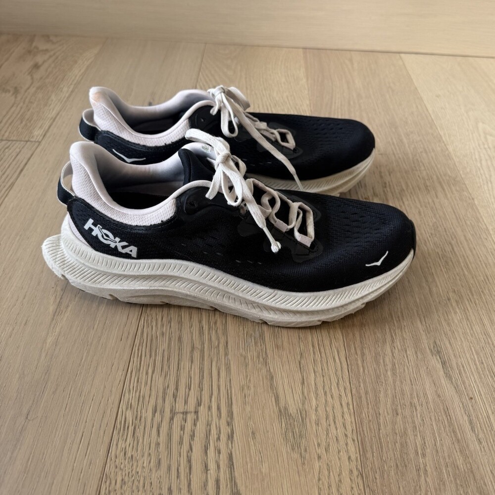 Hoka One one Womens Running Shoes Black White Size 8.5 B Lace Up Athletic Tennis